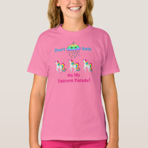 Unicorn Cloud Cartoon Cute Fun Girly Pink T-shirt