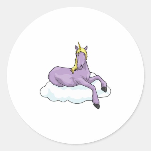 Unicorn Cloud Ronde Sticker (Voorkant)
