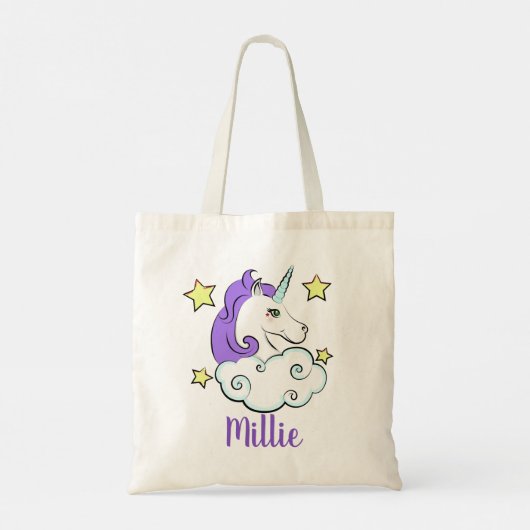 Unicorn Clouds Design Canvas tas (Achterkant)