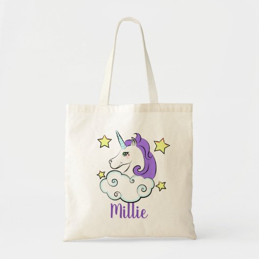 Unicorn Clouds Design Canvas tas (Voorkant)