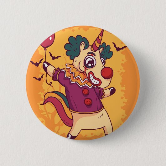 Unicorn Clown Ronde Button 5,7 Cm (Voorkant)