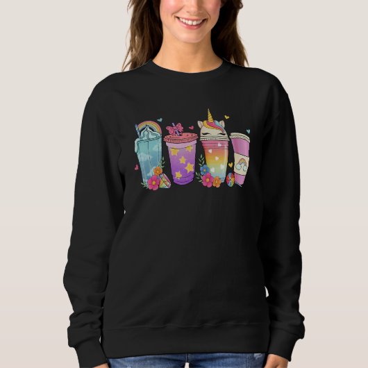 Unicorn Coffee Drinking Unicorn Girl Coffee Lover  Trui (Voorkant)