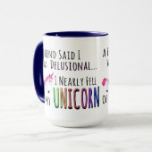 Unicorn Coffee, een vriend zei dat ik Delusional w Mok (Voorkant links)