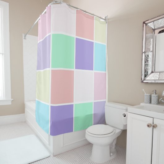 Unicorn Color Squares Douchegordijn (In situ)