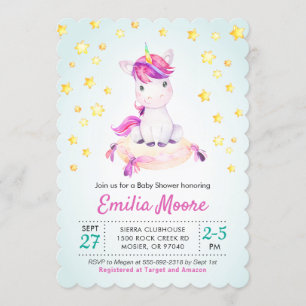 Unicorn Colorful Baby shower Sprinkle Girl Boy Kaart