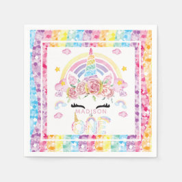 Unicorn Colorful Glitter First Birthday Servet