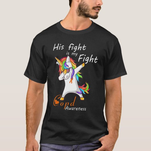 Unicorn COPD His Fight Is My Fight COPD Awareness  T-shirt (Voorkant)