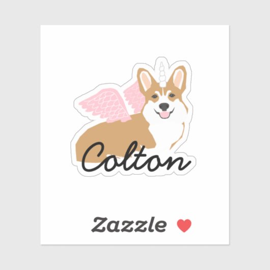 Unicorn Corgi Pet Name Sticker (Vel)