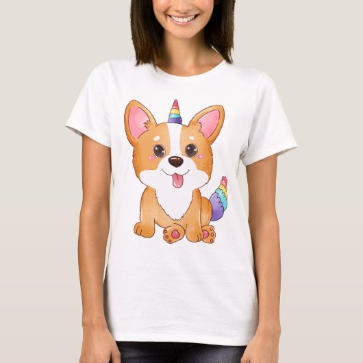 Unicorn Corgi T-Shirt (Voorkant)