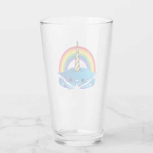 Unicorn Crab onder de regenboog Glas (Achterkant)