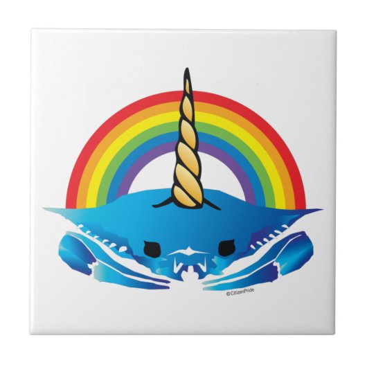 Unicorn Crab onder de regenboog Tegeltje (Voorkant)
