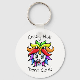 Unicorn Crazy Hair kan het niet schelen Sleutelhanger
