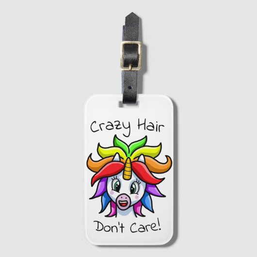 Unicorn Crazy Hair maakt het niet grappig Bagagelabel (Voorkant (verticaal))