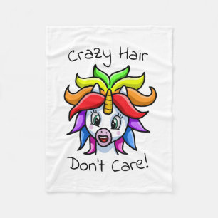 Unicorn Crazy Hair maakt het niet grappig Fleece Deken