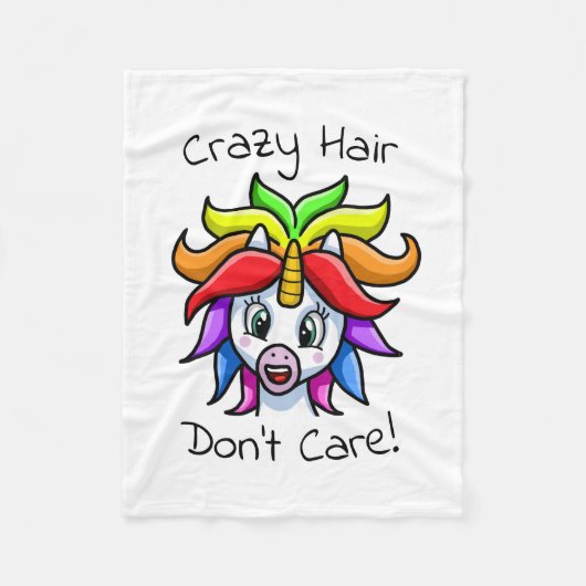 Unicorn Crazy Hair maakt het niet grappig Fleece Deken (Voorkant)