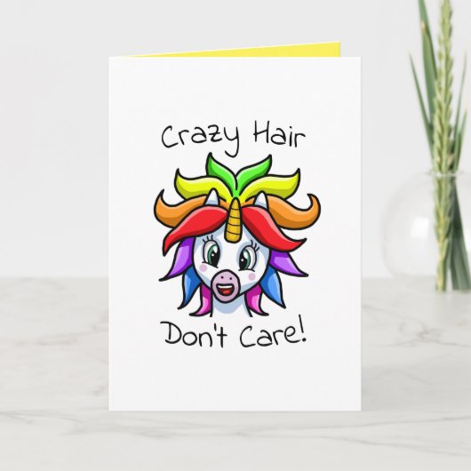 Unicorn Crazy Hair maakt het niet grappig Kaart (Voorkant)