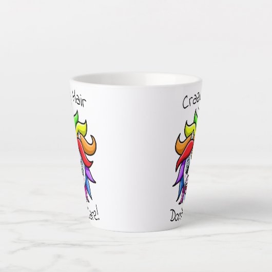 Unicorn Crazy Hair maakt het niet grappig Latte Mok (Voorkant)