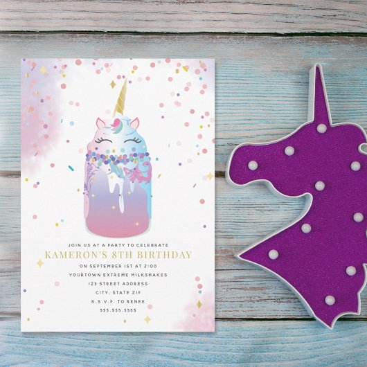 Unicorn Crazy Milkshake Girls Birthday Kaart