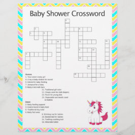 Unicorn Crossword Baby shower Game