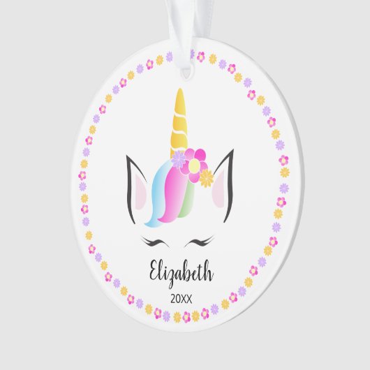 Unicorn Crown schattige kerstfoto Ornament (voorkant)