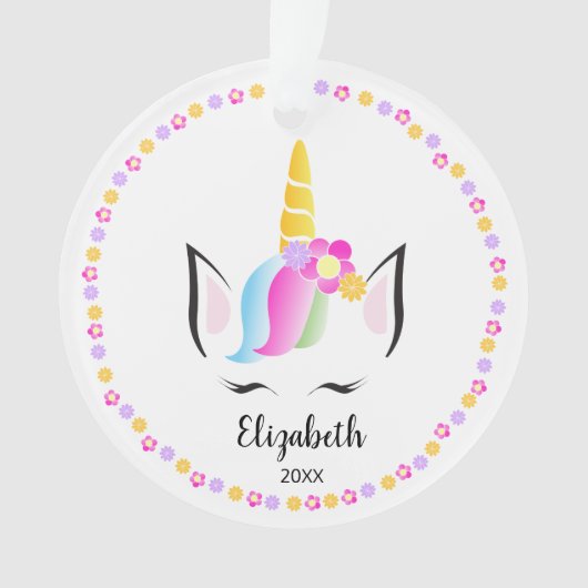 Unicorn Crown schattige kerstfoto Ornament (voorkant)