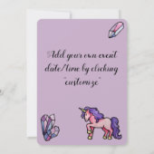 Unicorn Crystals Birthday Party Kaart (Achterkant)