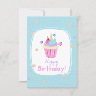 Unicorn Cupcake Birthday Card Kaart