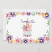 Unicorn Cupcake Foto Birthday Party Invitation Kaart (Achterkant)