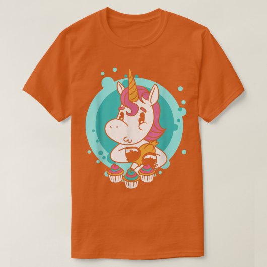 Unicorn Cupcake Funny Girls Kids Baking Cake Rainb T-shirt (Design voorkant)