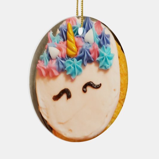Unicorn Cupcake Kerstmis Keramisch Ornament (Rechts)