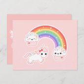 Unicorn Cupcake Rainbow Birthday Party Kaart (Voorkant / Achterkant)