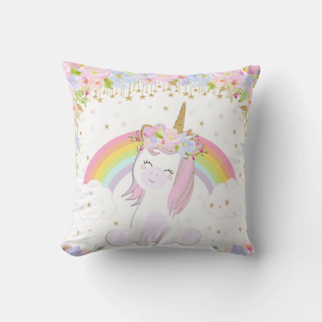 Unicorn Cushion Birthday kerstcadeau Neursery Kussen (Voorkant)