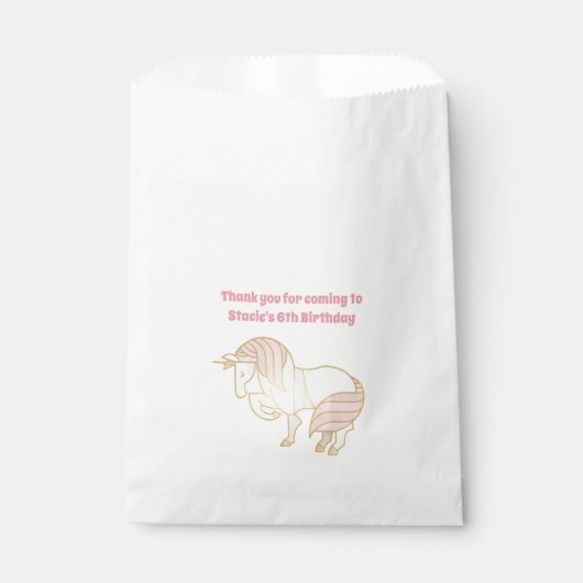  Unicorn Custom Birthday Party Favor Bag Bedankzakje (Voorkant)