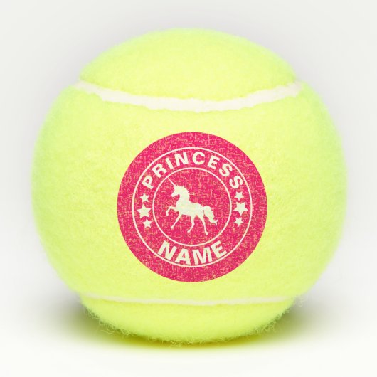 Unicorn Custom Name princess Pink Tennis Balls Tennisballen (Achterkant)