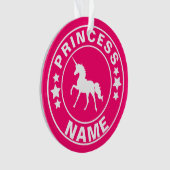Unicorn Custom Name princess Rainbow Pink Ornament (voorkant)