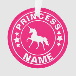 Unicorn Custom Name princess Rainbow Pink Ornament