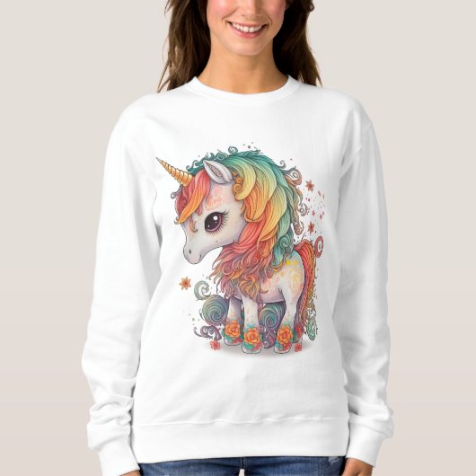 UNICORN CUTE art LADIES t-shirts SWEATSHIRT (Voorkant)