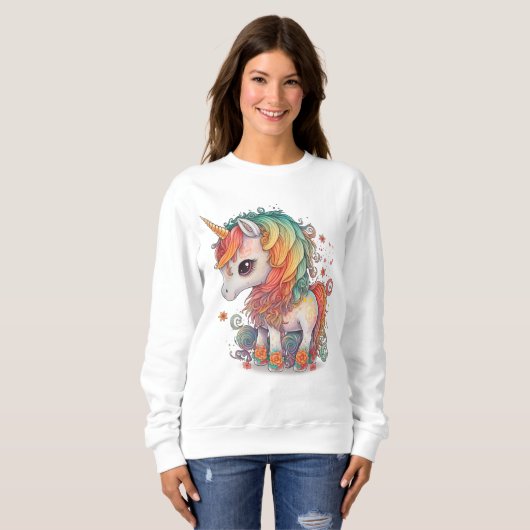 UNICORN CUTE art LADIES t-shirts SWEATSHIRT (Voorkant volledig)