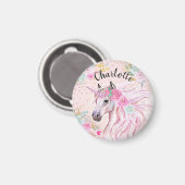 Unicorn Cute Birthday Custom Pink Gold Glitter Magneet (Voorkant / Achterkant)