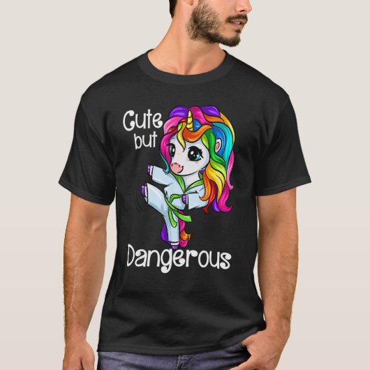 Unicorn Cute But Dangerous Funny Karate Taekwondo_ T-shirt (Voorkant)