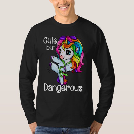 Unicorn Cute But Dangerous Funny Karate Taekwondo_ T-shirt (Voorkant)