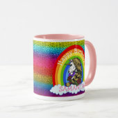 Unicorn Cute Happy BIRTHDAY Rainbow Glitter Mok (Voorkant rechts)
