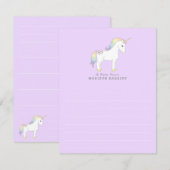 Unicorn Cute Kinder pasta Flat Briefpapier Kaarten (Voorkant / Achterkant)