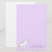 Unicorn Cute Kinder Pastel Briefpapier (Voorkant / Achterkant)