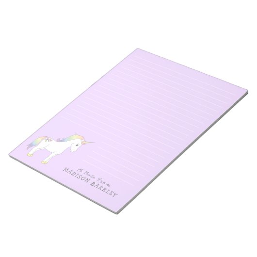 Unicorn Cute Kinder Pastel Briefpapier Notitieblok (Schuin)