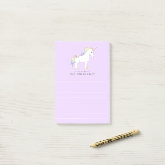 Unicorn Cute Kinder Pastel Post-it® Notes (Op bureau)