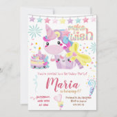 Unicorn Cute Pastel Birthday Uitnodiging (Voorkant)