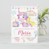 Unicorn Cute Pastel Birthday Uitnodiging (Staand voorkant)
