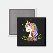 Unicorn Cute Whimsical Girly D Name Magneet (Voorkant / Achterkant)