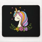 Unicorn Cute Whimsical Girly D Name  Muismat (Voorkant)